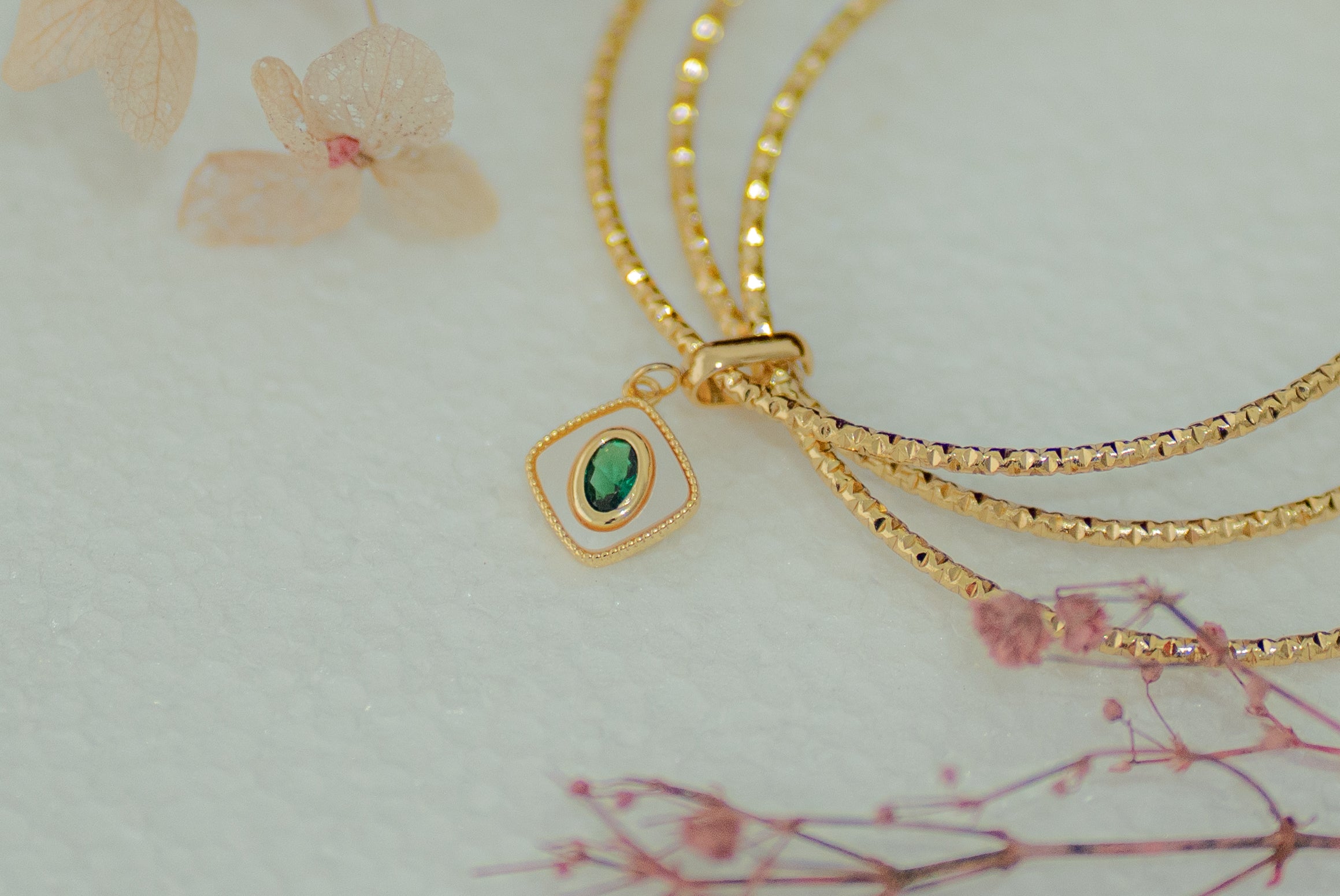 Emerald Charm Textured Bangles