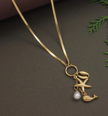 Ocean Charm Pearl Necklace