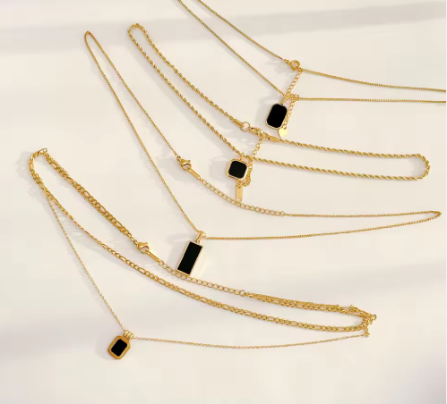 rectangular black onyx necklace