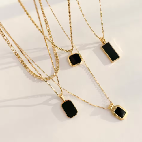 rectangular black onyx necklace