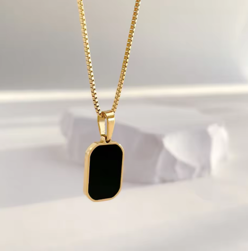 rectangular black onyx necklace