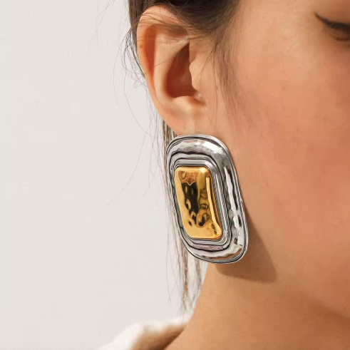 Mixed-Metal Hammered Retro Studs