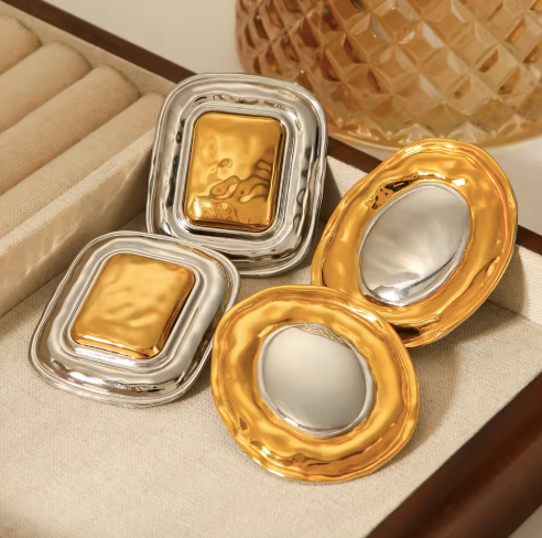 Mixed-Metal Hammered Retro Studs