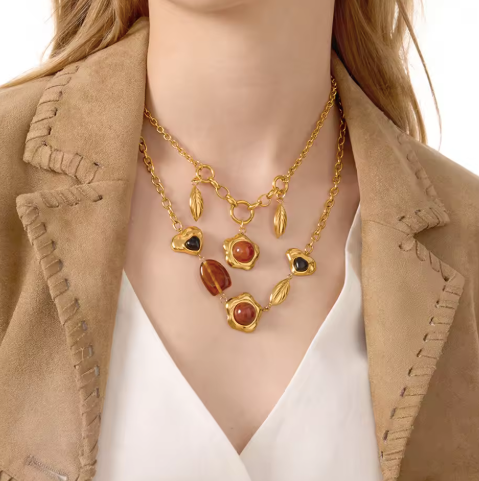 Gold-finished charm necklace